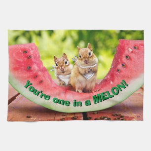 Chipmunks die watermeloen eten theedoek