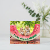 Chipmunks die watermeloen eten uitnodiging briefkaart (Staand voorkant)