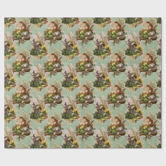 Chipmunks en vogels cadeaupapier (Vlak)
