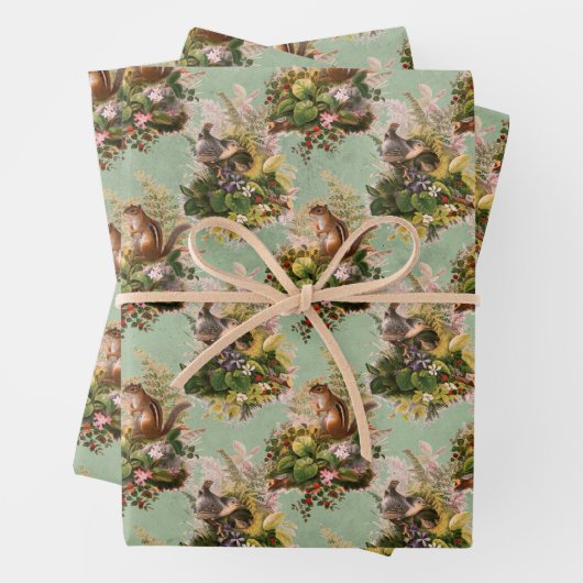 Chipmunks en vogels inpakpapier vel (In situ)