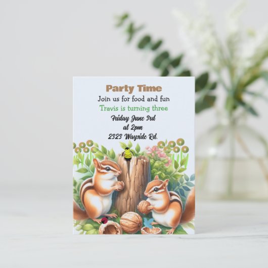 Chipmunks en Vrienden Verjaardagsfeestuitnodiging Kaart (Staand voorkant)