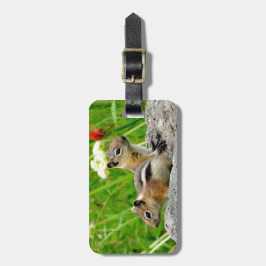 Chipmunks en wilde bloemen bagagelabel (Voorkant verticaal)