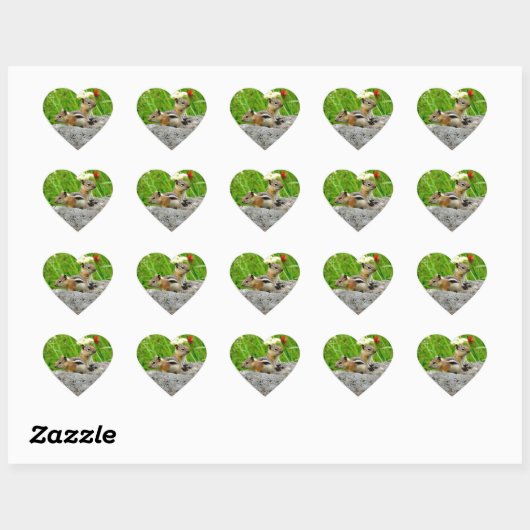 Chipmunks en wilde bloemen hart sticker (Vel)