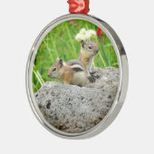 Chipmunks en wilde bloemen metalen ornament (Links)