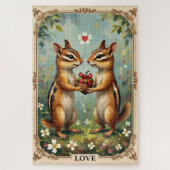 Chipmunks Exchanging Heart-Shaped Acorn Legpuzzel (Verticaal)