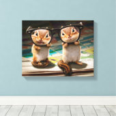 Chipmunks in leesbril canvas afdruk (Insitu (Houten vloer))