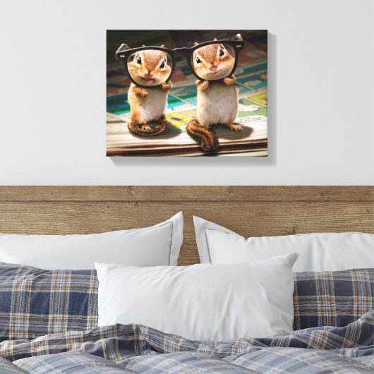 Chipmunks in leesbril canvas afdruk (Insitu (Slaapkamer))
