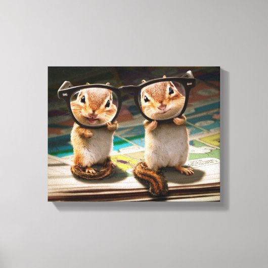 Chipmunks in leesbril canvas afdruk (Voorkant)