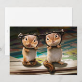 Chipmunks in leesbril kaart (Voorkant / Achterkant)