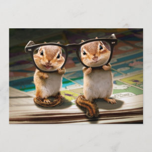 Chipmunks in leesbril kaart