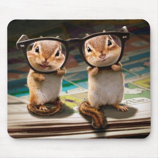 Chipmunks in leesbril muismat (Voorkant)