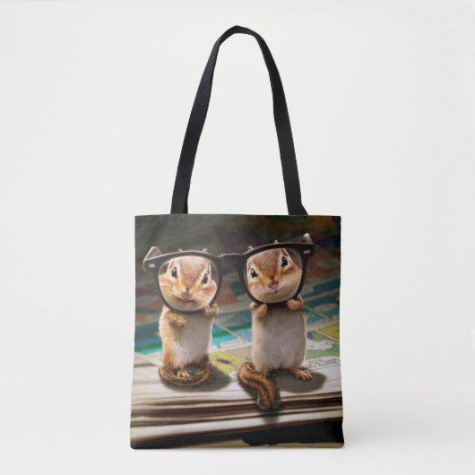 Chipmunks in leesbril tote bag (Voorkant)
