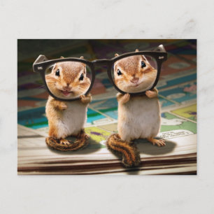Chipmunks in leesbril uitnodiging briefkaart