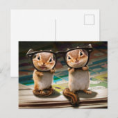 Chipmunks in leesbril uitnodiging briefkaart (Voorkant / Achterkant)
