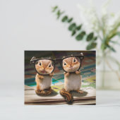 Chipmunks in leesbril uitnodiging briefkaart (Staand voorkant)