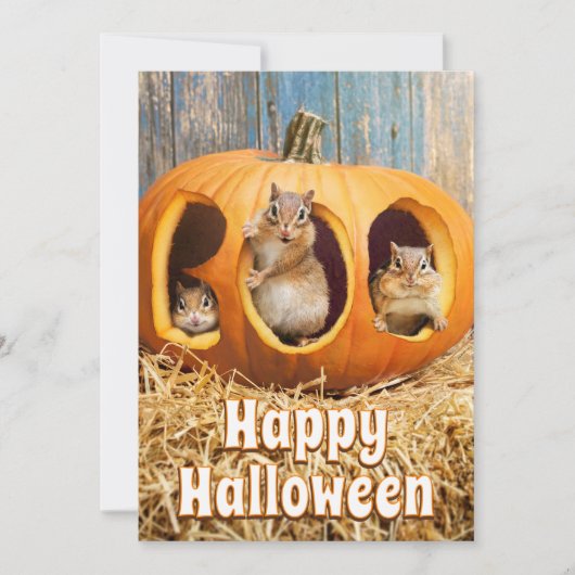 Chipmunks Inside Boo Jack-o-Lantern Kaart (Voorkant)