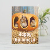 Chipmunks Inside Boo Jack-o-Lantern Kaart (Staand voorkant)