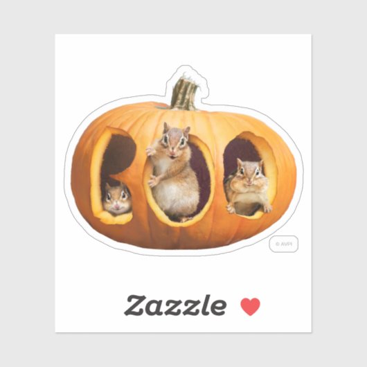 Chipmunks Inside Boo Jack-o-Lantern Sticker (Vel)