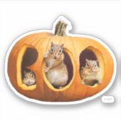 Chipmunks Inside Boo Jack-o-Lantern Sticker (Voorkant)