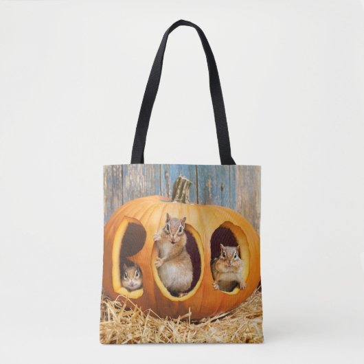 Chipmunks Inside Boo Jack-o-Lantern Tote Bag (Voorkant)