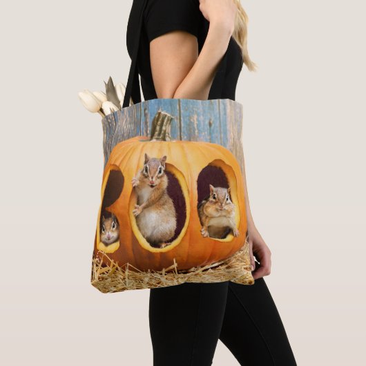 Chipmunks Inside Boo Jack-o-Lantern Tote Bag (Dichtbij)