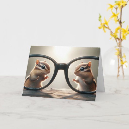Chipmunks kijken door een bril kaart (Gele Bloem)