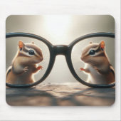 Chipmunks kijken door grote zwarte bril muismat (Voorkant)