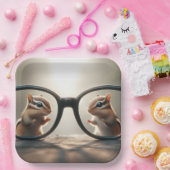 Chipmunks kijken door grote zwarte bril papieren bordje (Feest)