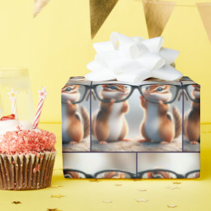 Chipmunks kijken door zwarte bril cadeaupapier