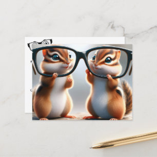 Chipmunks met bril Oogarts Briefkaart