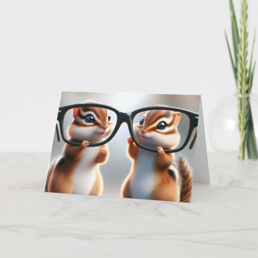 Chipmunks met een bril Verjaardag Humor Kaart (Voorkant)