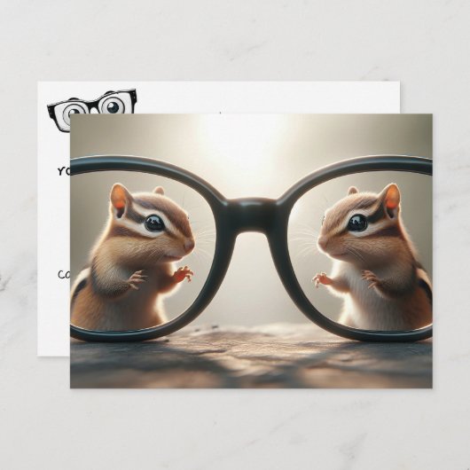 Chipmunks met grote bril Oogarts Briefkaart (Voorkant / Achterkant)