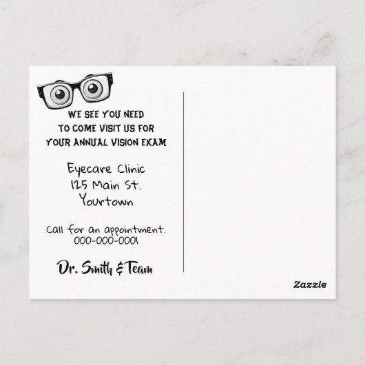 Chipmunks met grote bril Oogarts Briefkaart (Achterkant)