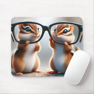Chipmunks met zwarte bril muismat