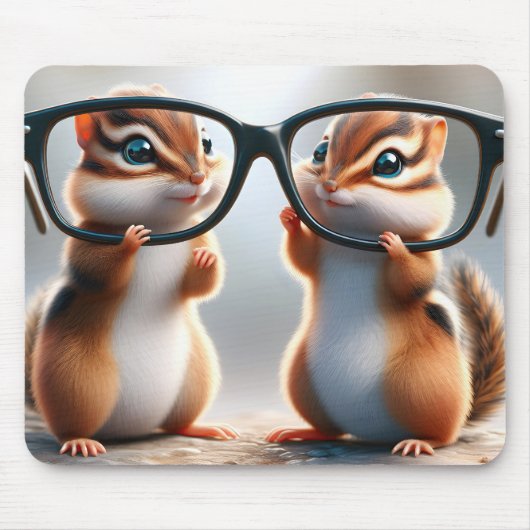 Chipmunks met zwarte bril muismat (Voorkant)