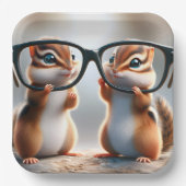 Chipmunks met zwarte bril papieren bordje (Voorkant)