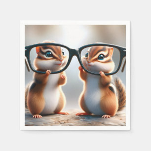 Chipmunks met zwarte bril servet