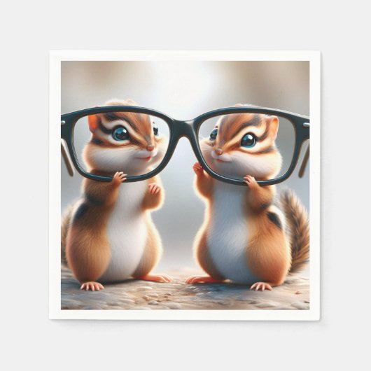 Chipmunks met zwarte bril servet (Voorkant)