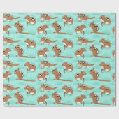 Chipmunks op Mint Green Background Pattered Cadeaupapier (Vlak)