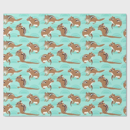 Chipmunks op Mint Green Background Pattered Cadeaupapier (Vlak)