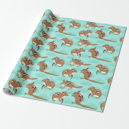 Chipmunks op Mint Green Background Pattered Cadeaupapier