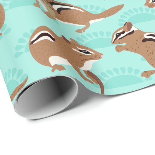 Chipmunks op Mint Green Background Pattered Cadeaupapier (Rol Hoek)