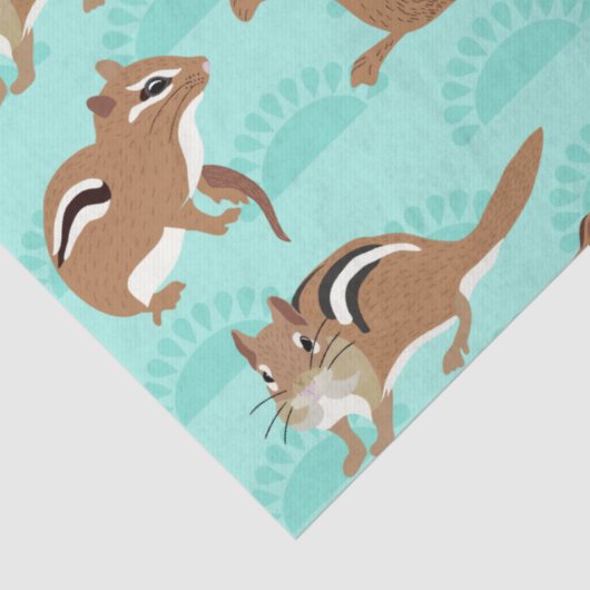 Chipmunks op Mint Green Background Pattered Tissuepapier (Detail)