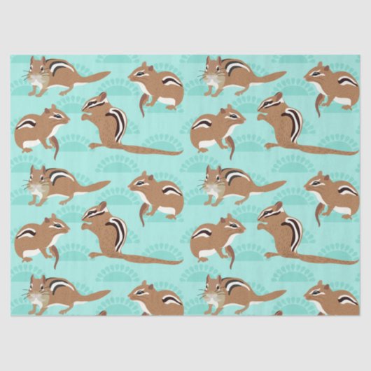 Chipmunks op Mint Green Background Pattered Tissuepapier (Voorkant)