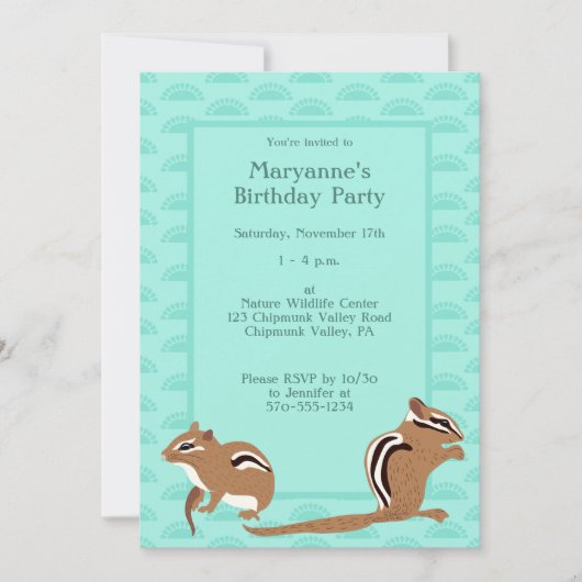 Chipmunks Thema Birthday Party Custom Kaart (Voorkant)