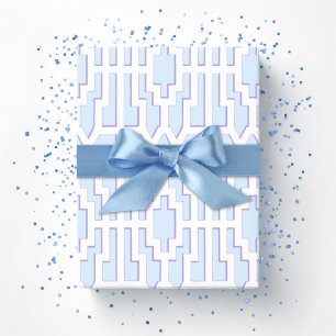 Chippendale Fret in Blauw en Paars Cadeaupapier