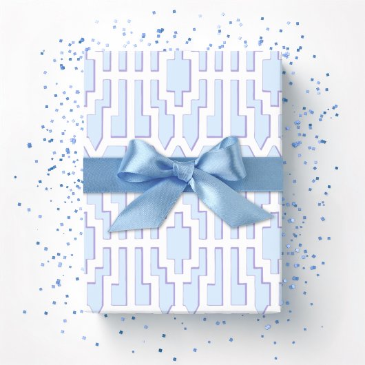 Chippendale Fret in Blauw en Paars Cadeaupapier