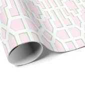 Chippendale Fret in Roze en Groen Cadeaupapier (Rol Hoek)