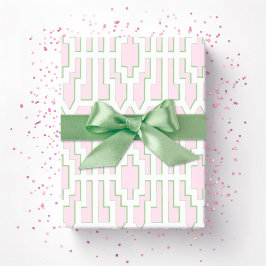 Chippendale Fret in Roze en Groen Cadeaupapier