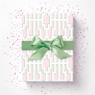 Chippendale Fret in Roze en Groen Cadeaupapier